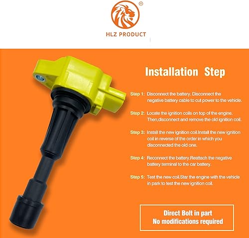 Miniatura 7 de Bobina de encendido de alto rendimiento ZJ20-18-100 ZJ2018100 ZJ49-18-100 ZJ4918100 UF-655 UF655 C1790 JUEGO DE 4 COMPATIBLE CON MAZDA 2 1.5L L4 ZY