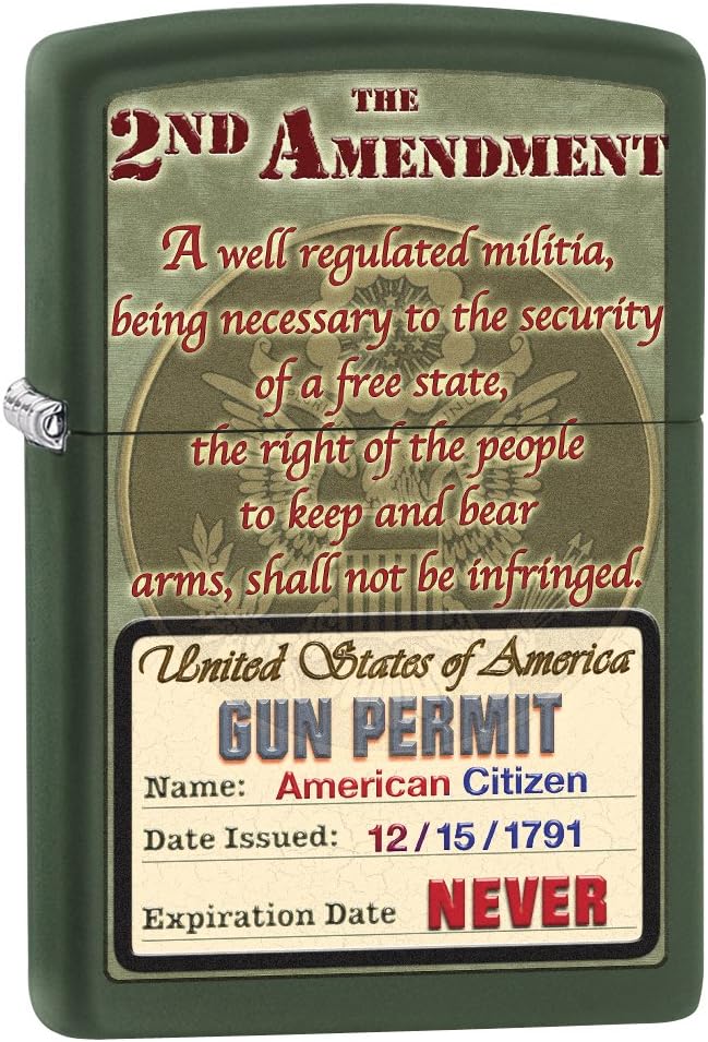 Zippo Lighter: Second Amendment Rights - Green Matte 76584