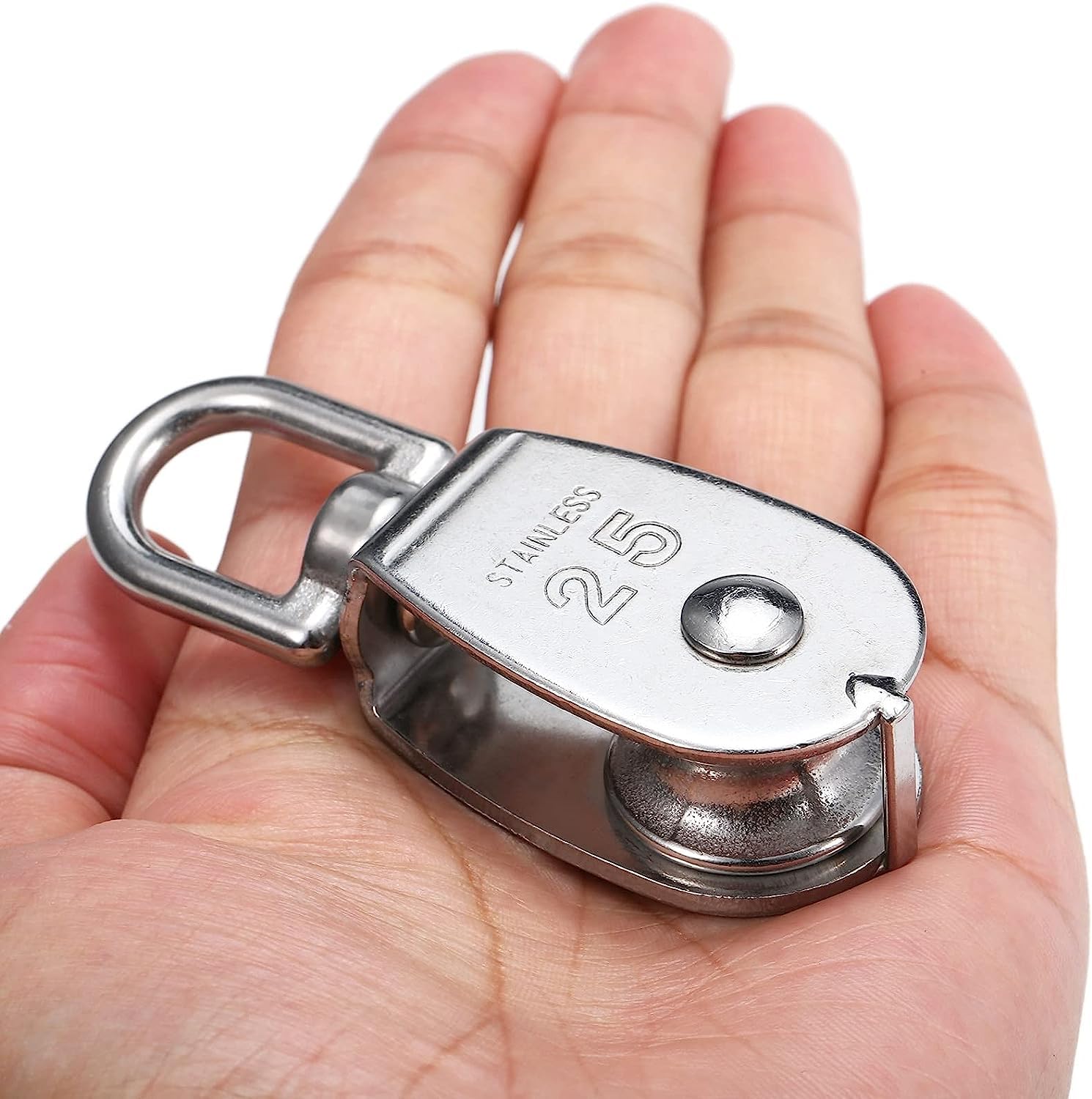 Bloque de polea de grúa, rueda de polea de cuerda, rueda de polea de ranura, polea de acero inoxidable de 3 piezas Bloques de polea de cuerda de elevación de una sola rueda resistente (color: M20) (Co