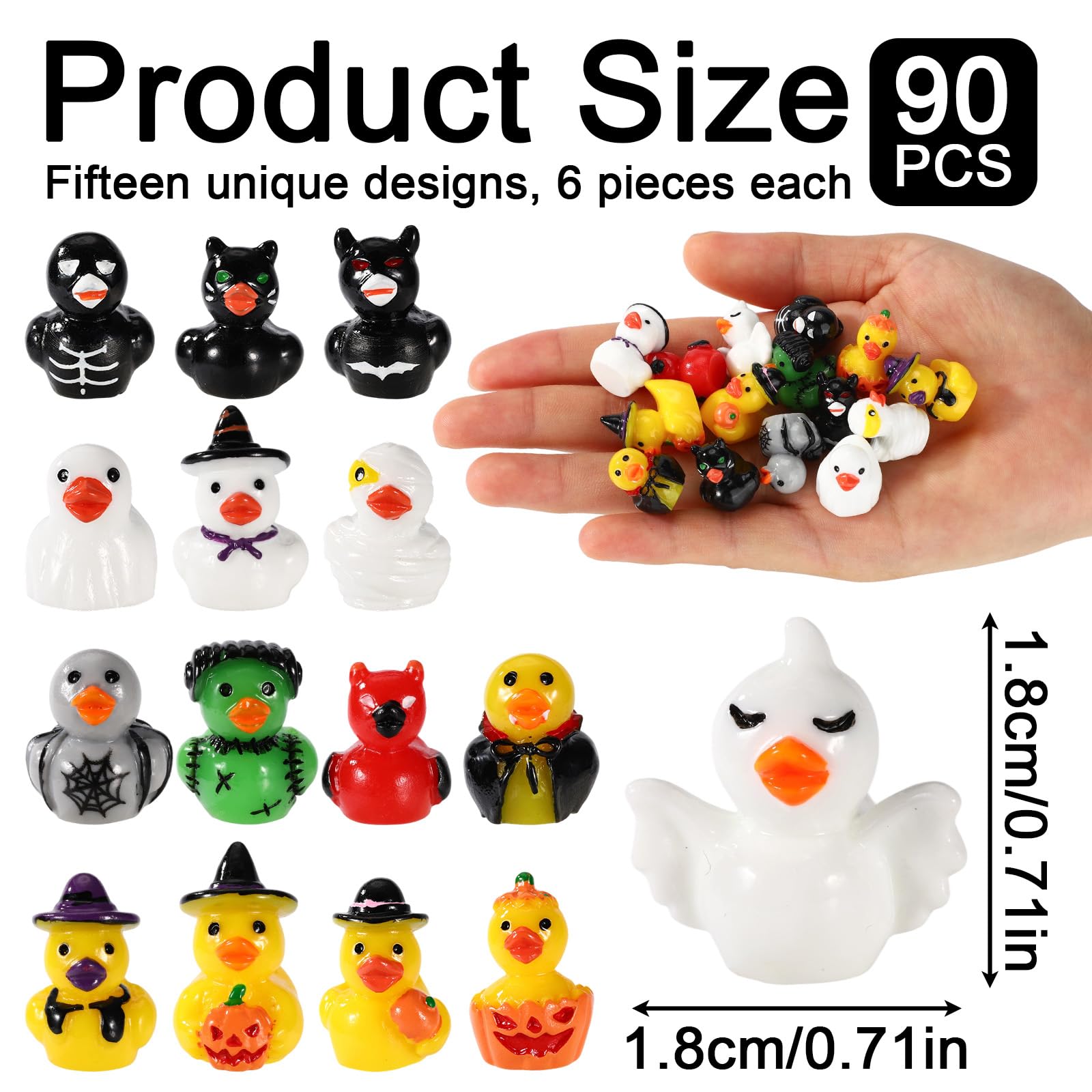 90pcs Halloween Mini Resin Ducks - Image 2