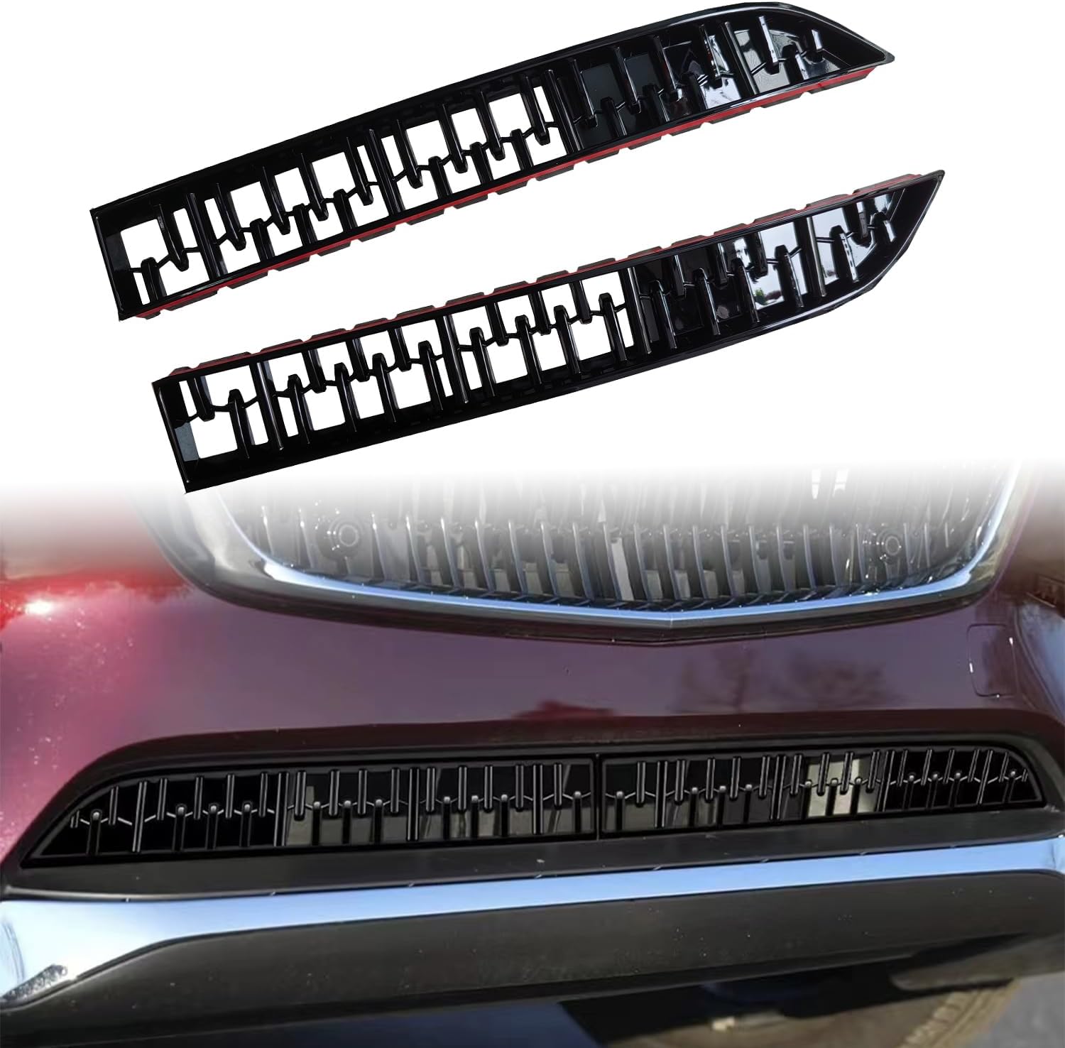 for Mazda CX-90 CX90 2024 2025 Car Exterior Front Bottom Grille Grill Decorative Cover Trim ABS Glossy Black 2pcs