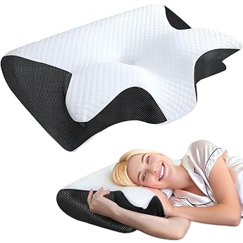 Orthopaedic Memory Foam Neck Pillow, Ergonomic Pillow, Neck Pain, Memory Foam Pillow for Sides, Back and Stomach Sleepers to 