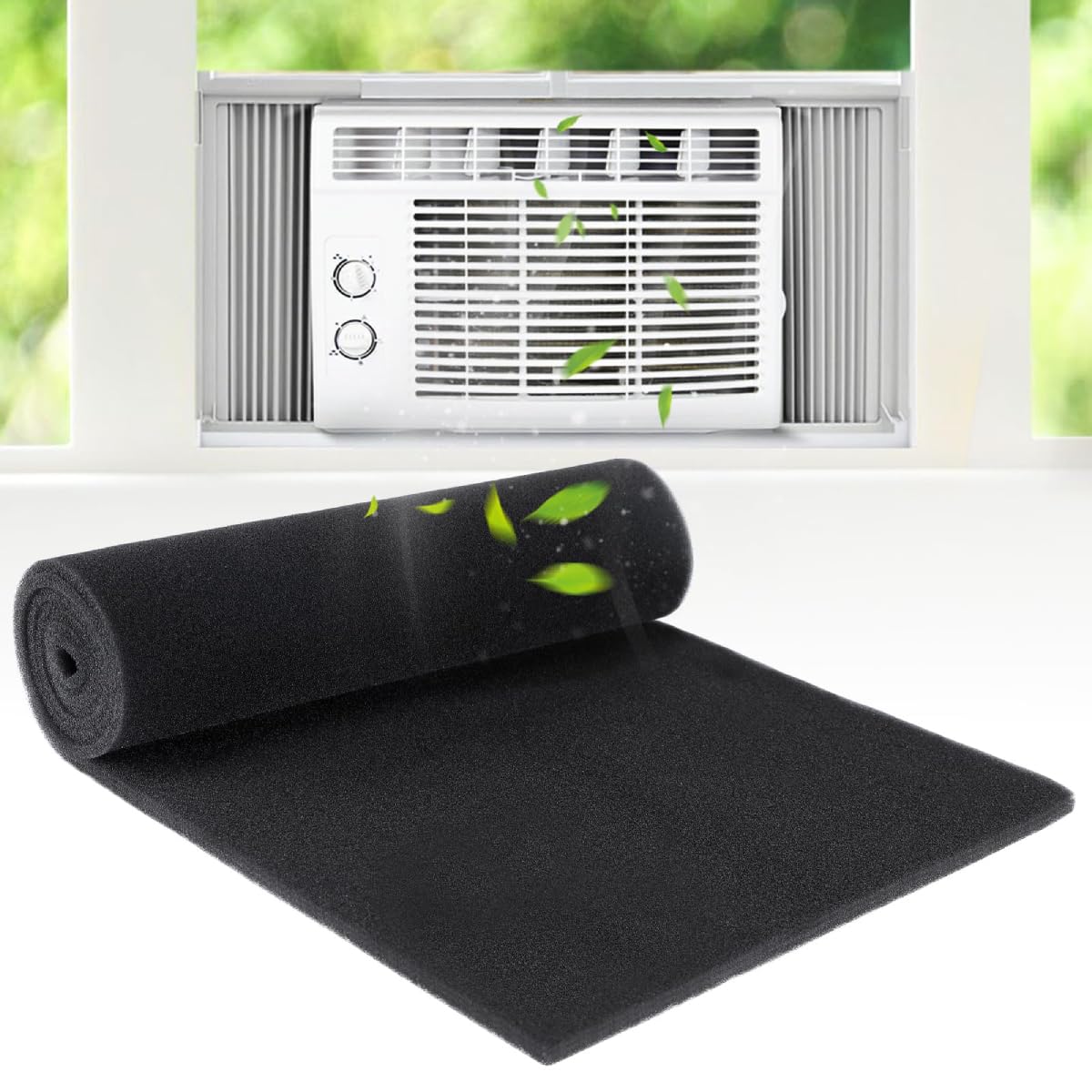 HASTHIP® 15.7x27.5 Cuttable Air Conditioner Filters - Washable Reusable Foam Pad Pre Filter Carbon Filter Sheet Roll for Air Purifiers Window AC Air Vent and More - Charcoal Filters Remove Odors-picture-14