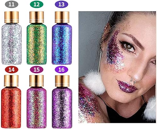 Miniatura 4 de GL-Turelifes Gel corporal con purpurina gruesa de sirena, gel corporal con purpurina camaleón, cosmético para festivales, rostro, cuerpo, cabello,