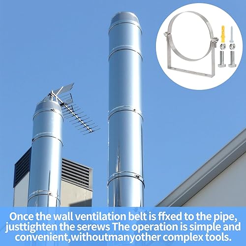 Miniatura 7 de Correa de pared de ventilación de acero inoxidable B, soporte de tubo de chimenea, soporte de tubo de chimenea, colgador de anillo dividido rígido,