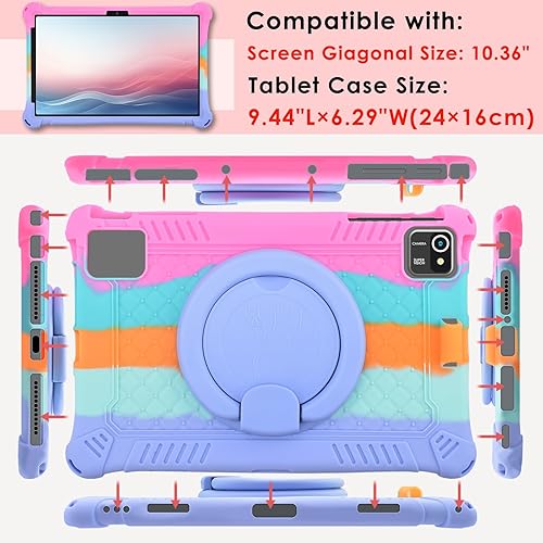 Miniatura 3 de DETUOSI Funda de silicona para TCL de 10.36 pulgadas con soporte de asa, funda de tableta de 10.36 pulgadas con soporte para bolígrafo, cubierta