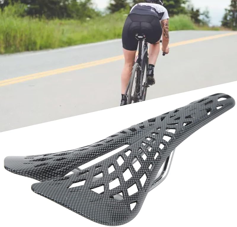 HERCHR Ergonomikus Kerékpár Nyereg, Pókháló Stílusú Üreges Ülés, Szénszálas Ultrakönnyű MTB Nyereg Országúti és Hegyi Kerékpárokhoz