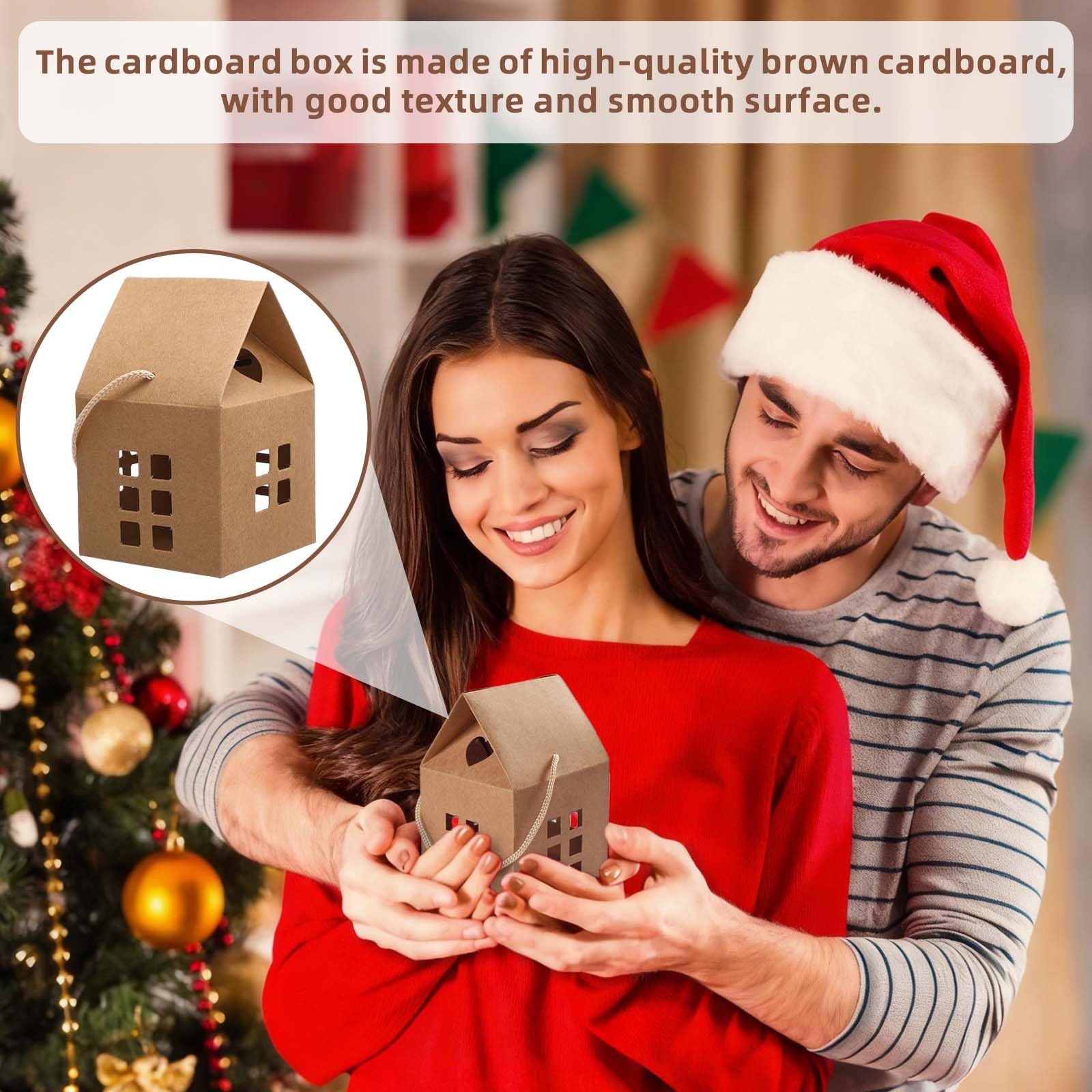 SEUNMUK - 30 Scatole Regalo Marroni Con Coperchio E Nastri | Kraft | 12x12x9 Cm | Eleganti, Ecologiche, Per Feste E Regali - 5