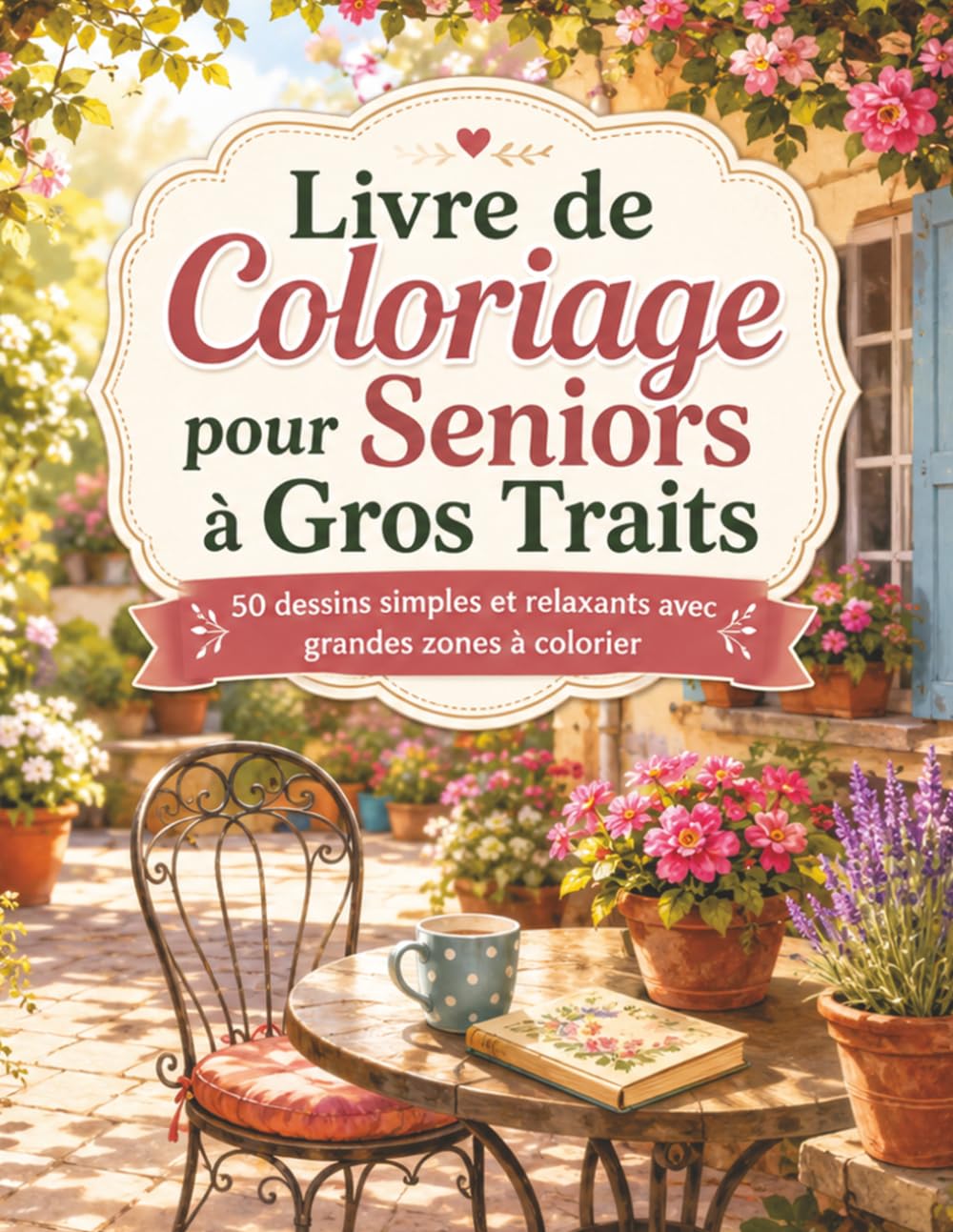 Livre de Coloriage pour Seniors à Gros Traits: Activités créatives simples pour personnes âgées et adultes débutants avec grandes images à remplir fleurs animaux maison nature et moments de sérénité