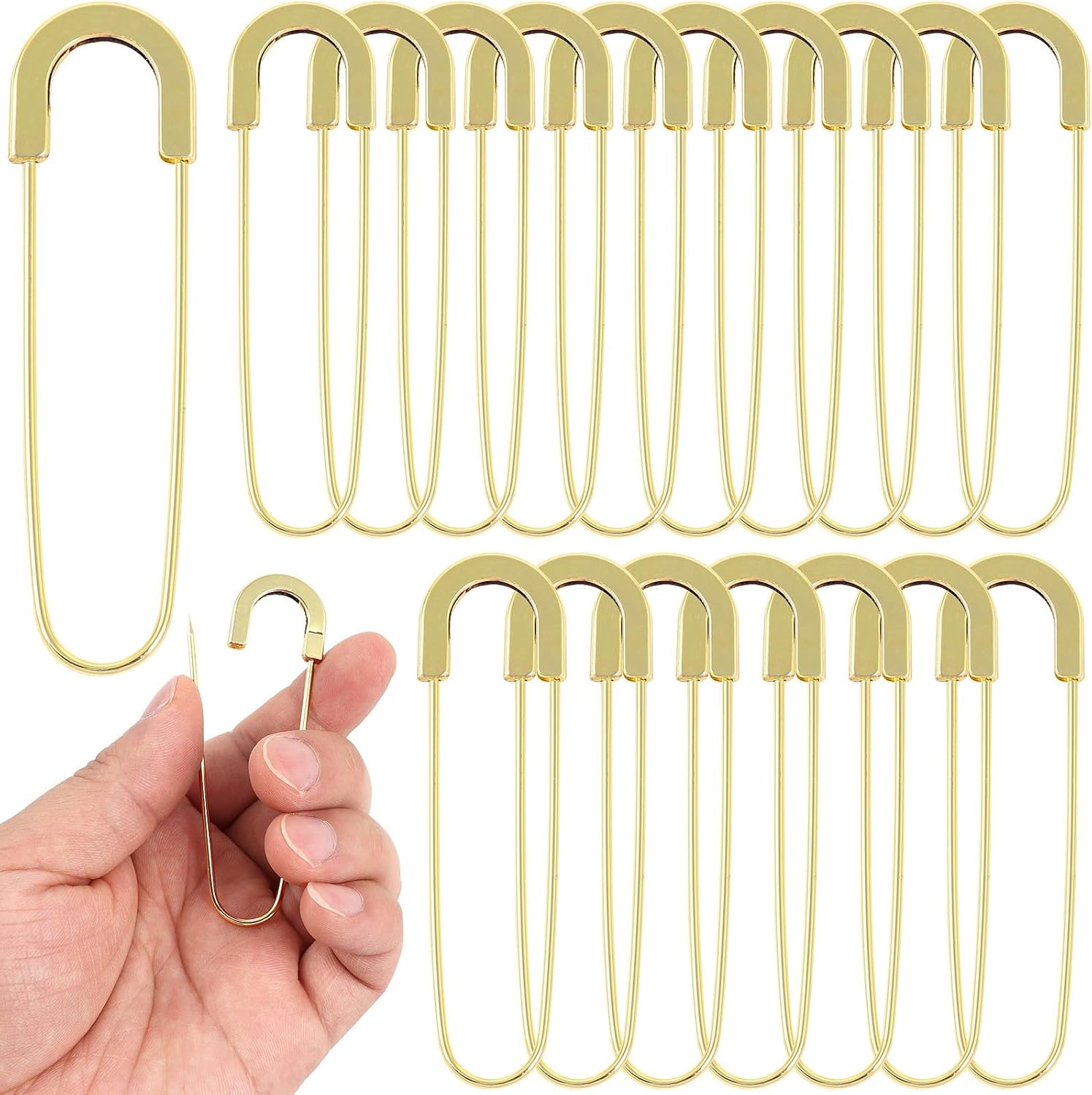 Extra Large Safety Pins Heavy Duty 3 Inch-Rainbow 20 PCS Coilless Pins Jumbo Sewing Pin Brooches-Giant Safety Pins for Quilting, Clothes, Jewelry, Shawls, Crochet,Decorative