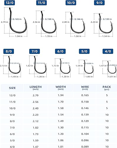 Miniatura 3 de BLUEWING Ganchos de pesca con punta de aguja, ganchos de acero de alto carbono, ganchos de pescado extra afilados para pesca en agua dulce, agua