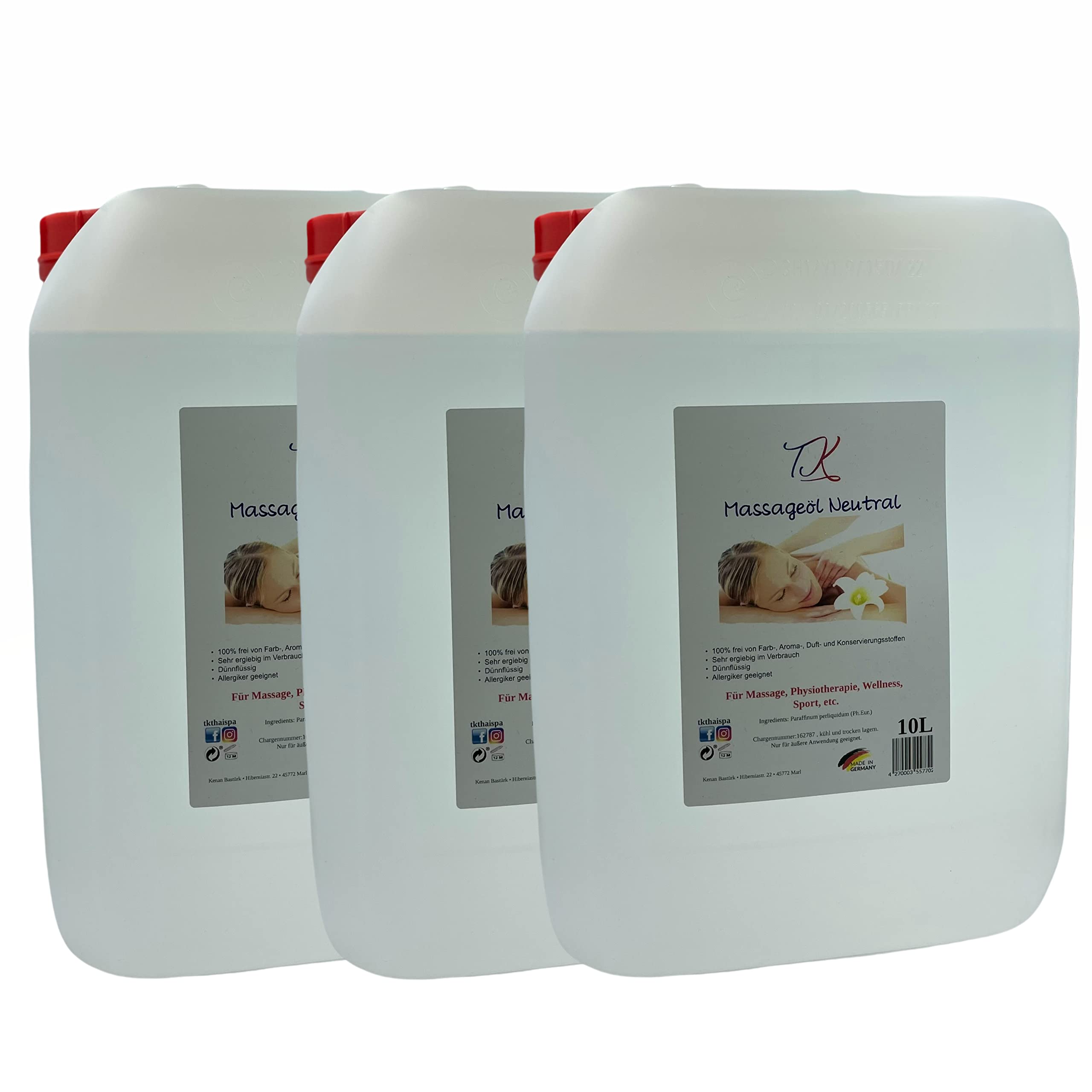 10L Massageöl Neutral für Massage, Wellness, Physiotherapie, SPA etc. in Pharma Qualität (10L)