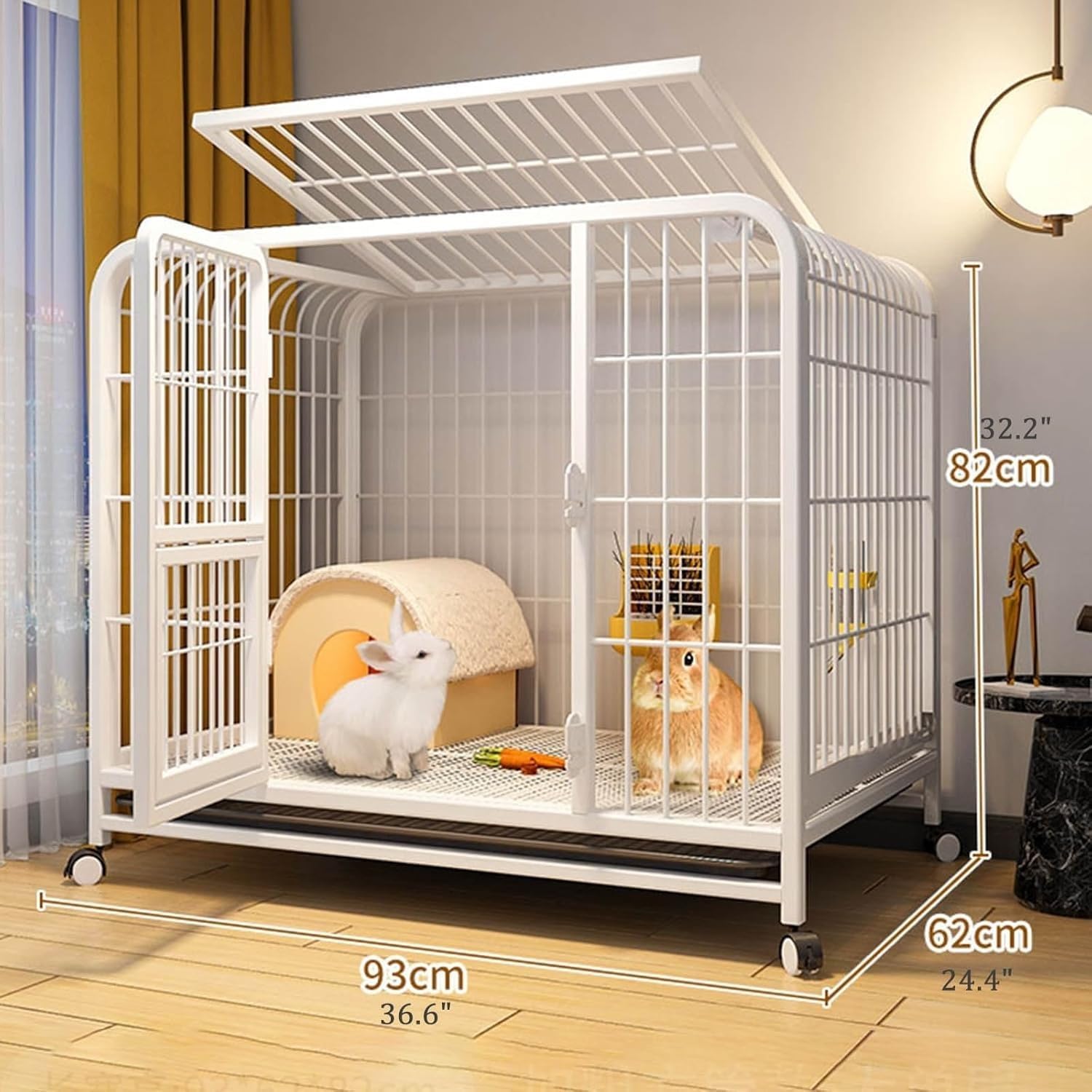 Pet Cages Indoor Enclosure Detachable Metal Wire Kennels Crate Large Extra Exercise Place Cage，2-Tier Guinea Pig Cage with Wheels & Drip Tray - Ideal Small Animal Habitat for Rabbits & Guine