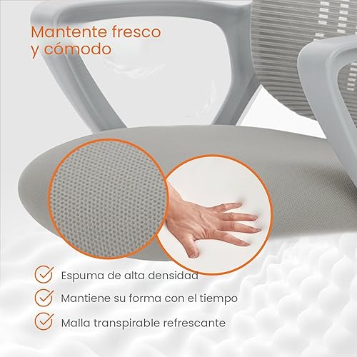 Miniatura 6 de Sweetcrispy - Silla ejecutiva gerencial, ergonómica, de malla con respaldo medio, sillas giratorias con ruedas, cómodo soporte lumbar, brazos