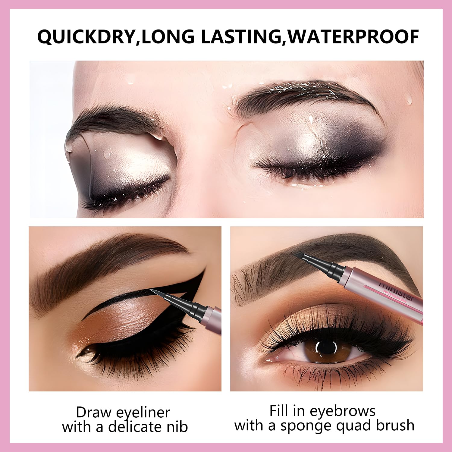 Microblading kredka do brwi, ołówek do brwi, Dual Ended Microblading z 4 mikrowidelcami, wodoodporny, trwały, do tworzenia naturalnych brwi (B)