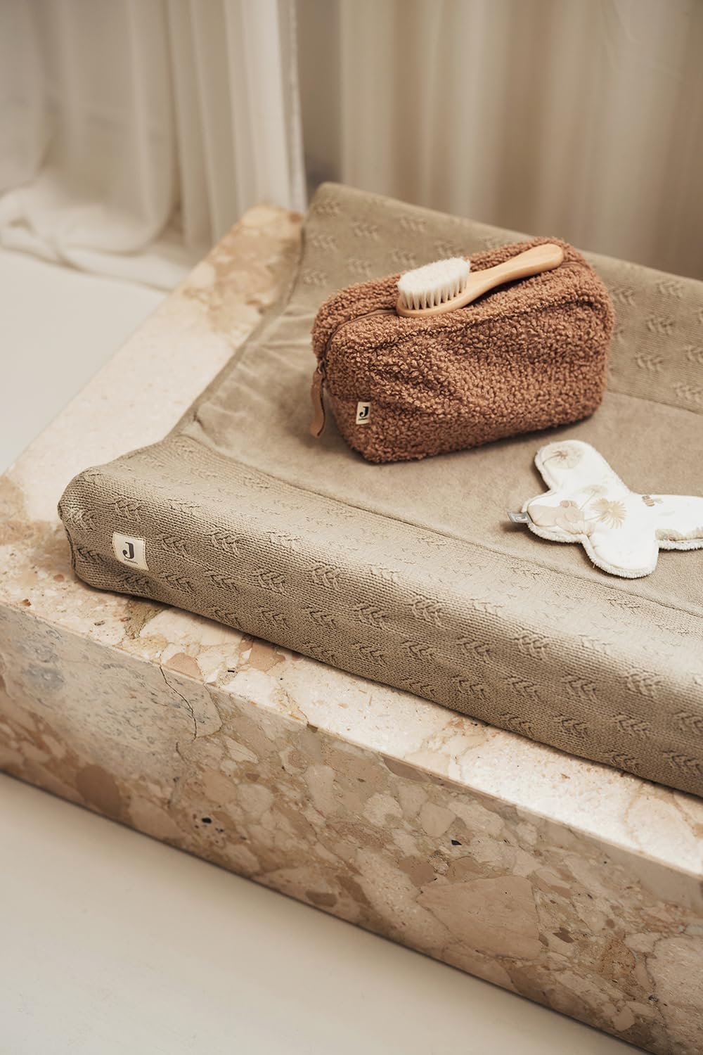 Jollein - Coprimaterasso fasciatoio 50 x 70 cm, grana Knit Olive Green