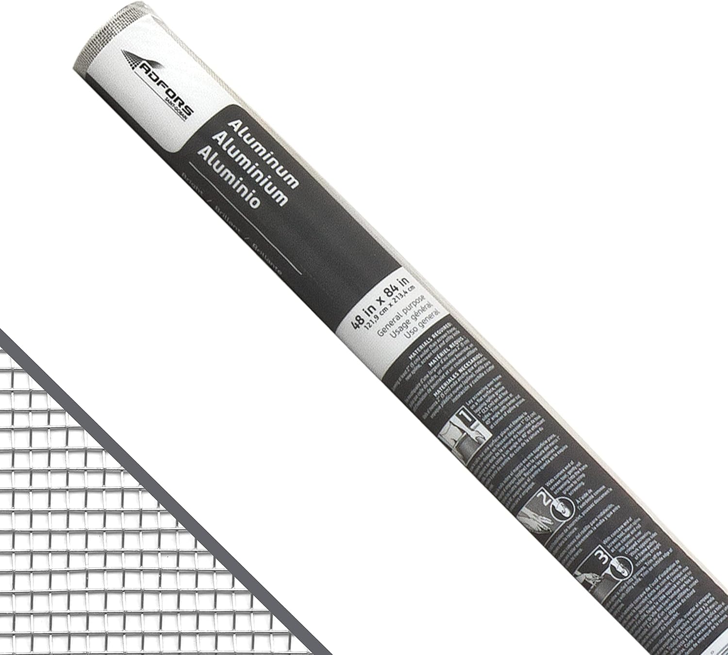 Saint-Gobain ADFORS Aluminum Screen, 36 inches x 100 Feet Roll - Durable Replacement Screen for Windows and Doors - Bright