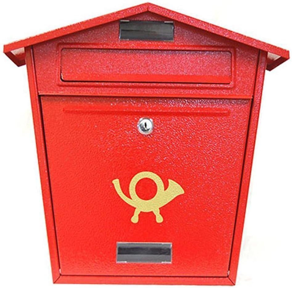 POSTBOX COLLECTION BY PRICE CRUNCHERS - Lockable Heavy Duty Secure Wall Mounted Letter Mail Post Box Stainless Steel (11. Steel Plate Red)