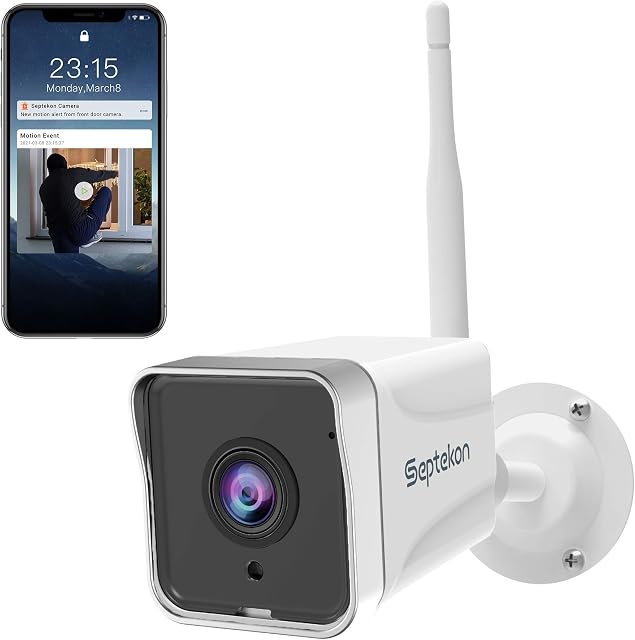 Septekon Security Camera Outdoor, 1080P CCTV Camera Wireless WiFi, Waterproof Home Surveillance Camera with 2-Way Audio, Night Vision, Motion Detection, Cloud Storage, Work with Alexa - S50