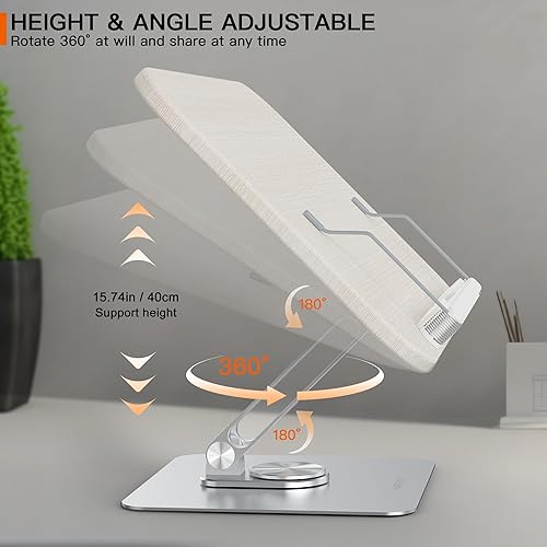 Miniatura 4 de HARRYFIT Soporte para libros para lectura, rotación de 360 y soporte ajustable para libros de múltiples alturas, soporte plegable para libros de
