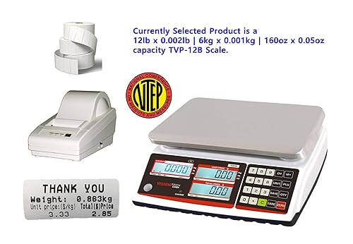 Miniatura 12 de VisionTechShop TVP-30P Báscula de cálculo de precios con pantalla de poste, Lb/Oz/kg, capacidad de 30 libras, legibilidad de 0.005 libras, NTEP