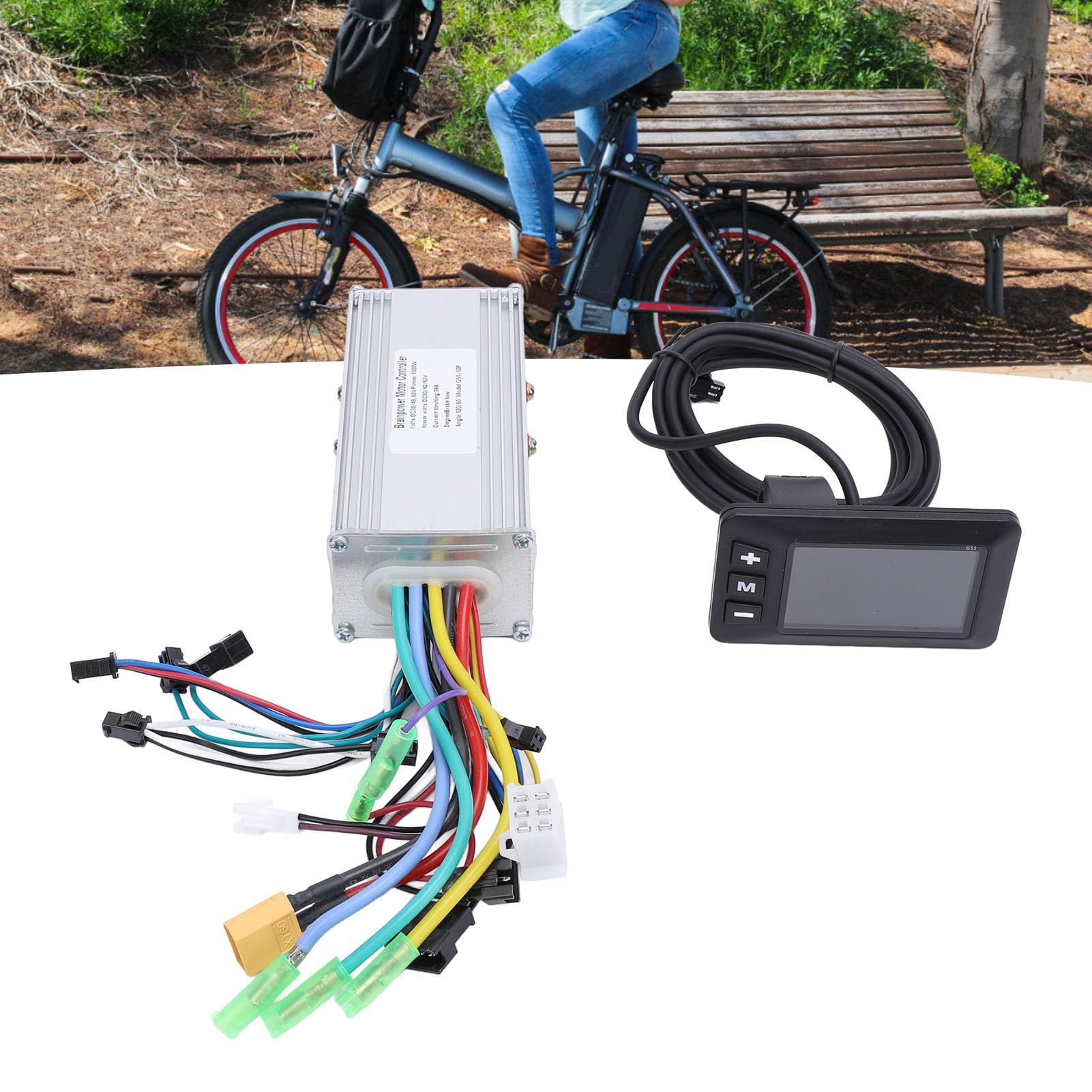 BuyWeek Kit de Contrôleur de Moteur sans Balais pour Vélo Électrique, 36V 48V 60V 1000W 38A 3 Modes Contrôleur d'onde Sinusoidale avec Panneau d'Affichage LCD G51