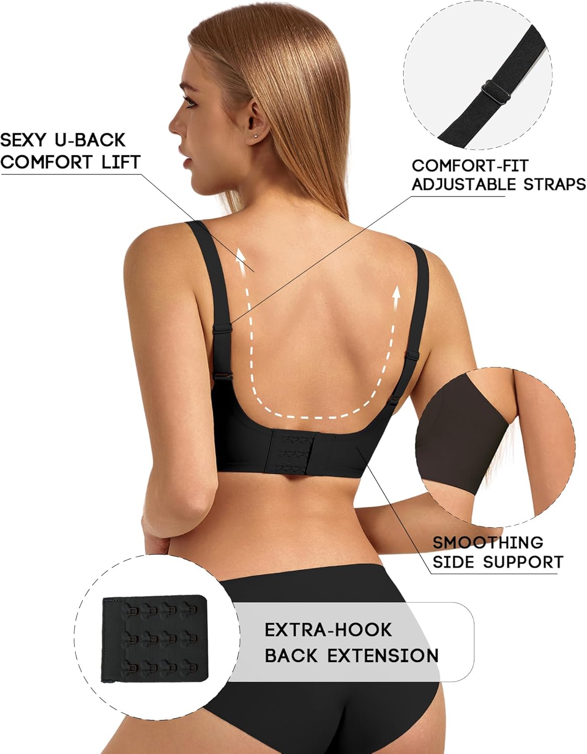 Women's Scalloped Jelly Comfort Wireless Bra - Breathable for Support, No Underwire Push Up Seamless T-Shirt Bralette - Image 3