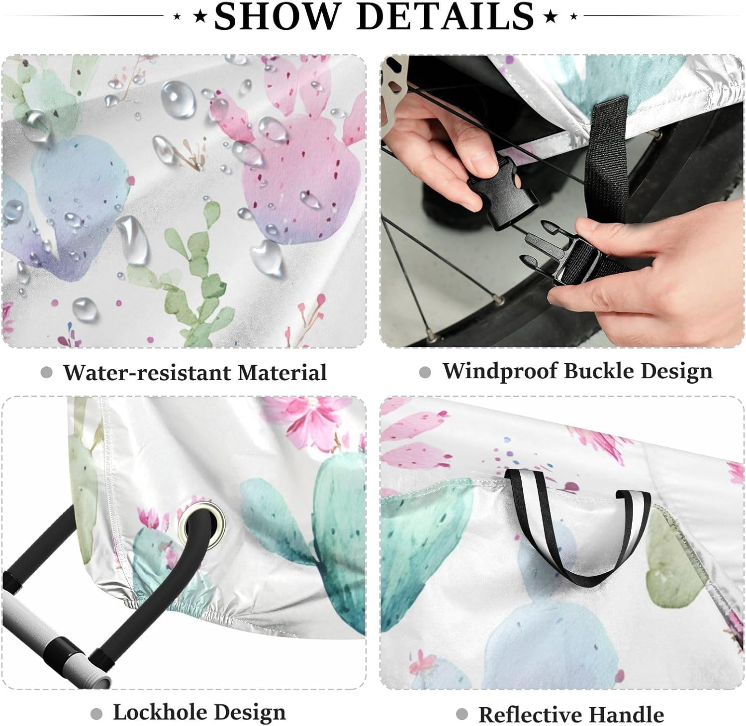 ALAZA Watercolor Cactus Cacti Bike Cover Waterproof Outdoor Ebike Bicycle Covers Tarp Protection for 1/2 Bikes, Sun UV Dust Wind Proof