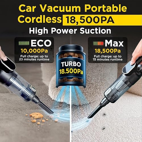 Miniatura 2 de Luminoire Aspiradora portátil inalámbrica, 18500Pa inalámbrica 2 en 1 aspiradora y plumero de aire, batería de 5000 mAh, motor sin escobillas de 130