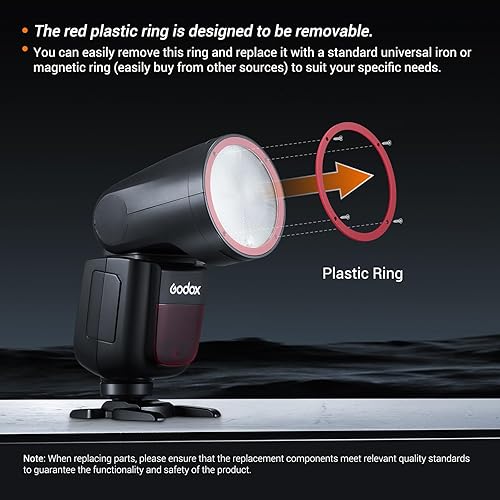 Miniatura 2 de Godox V1 V1-C V1C Flash para Canon, 2.4G TTL cabeza redonda cámara flash Speedlite para Canon HSS 1/8000s, batería recargable de iones de litio