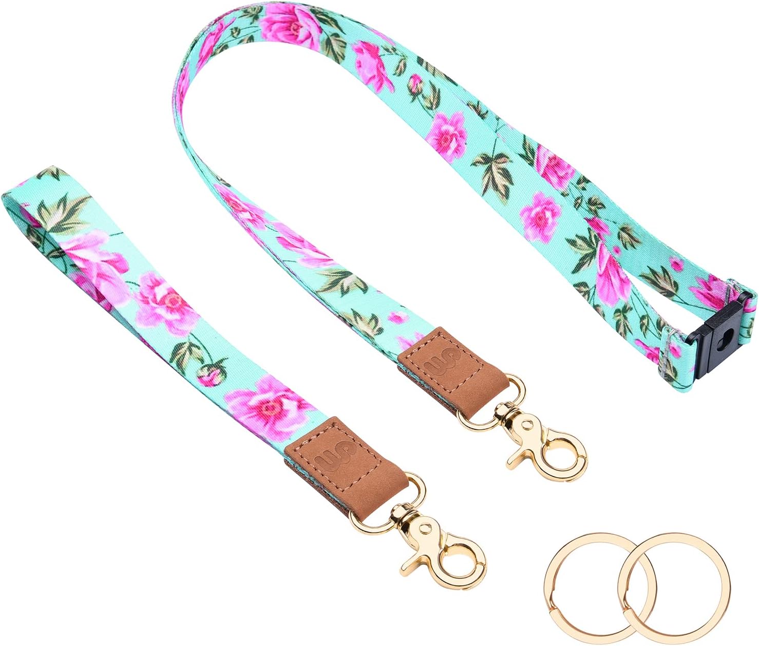 Wisdompro Lanyards for Keys, Cute Wrist & Neck Lanyard for Women, Breakaway Lanyard for ID Badges, Car Keys, Wallet - Powder Blue Flower