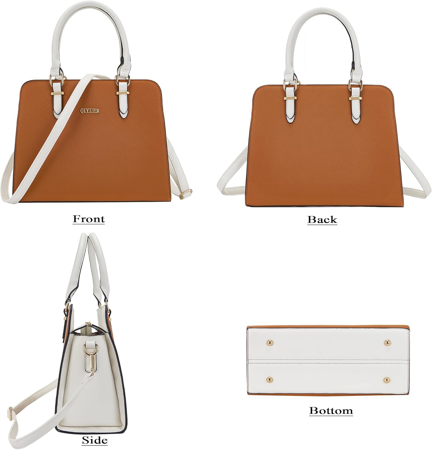 Qiyuer Satchel Purses For Women Top Handle Bag Purse And Wallet Set Work Tote Bags 2pcs - Image 4