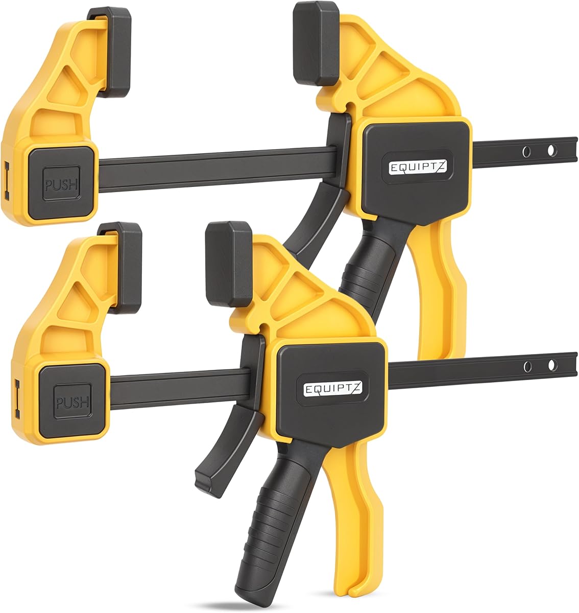 EQUIPTZ 12 inch Bar Clamps for Woodworking – 2 Pack Quick Grip Clamps Set with 150 lbs Force – Wood Clamps for Gluing, Carpentry, DIY, and Metalworking (12 inch Size, 2 Pack)