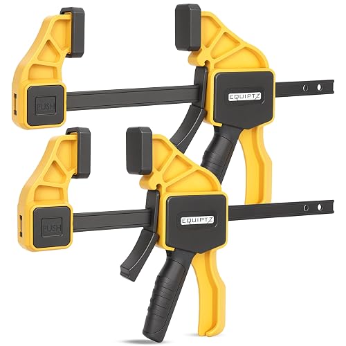 EQUIPTZ 12 inch Bar Clamps for Woodworking – 2 Pack Quick Grip Clamps Set with 150 lbs Force – Wood Clamps for Gluing, Carpentry, DIY, and Metalworking (12 inch Size, 2 Pack)
