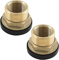 Vista 2 de 2 piezas de accesorios de mamparo de latón, conector de tanque de agua macho de 3/4 pulgadas hembra de 1 pulgada con 2 anillos de goma para barriles