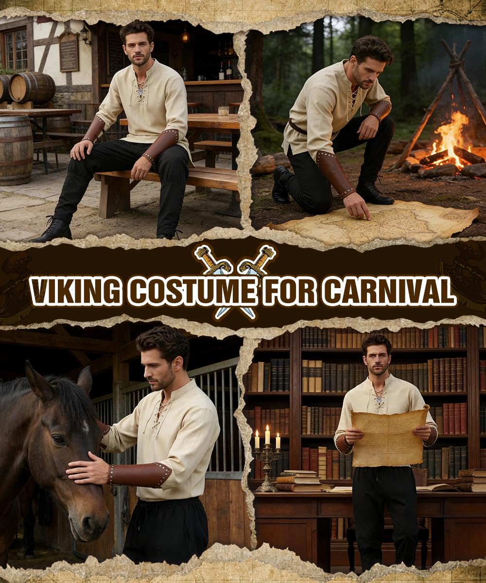 Disfraz Caballero Medieval, Vestido Medieval Caballero con Pulsera Cinturón, Regalo para Hombre, Conjunto de Ropa de Época para Carnevale Cosplay Halloween Cumpleaños