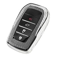 Vista 8 de Funda protectora de TPU con textura de fibra de carbono transparente para llavero de Toyota Alphard HILUX PREVIA RAV4 VELLFIRE, compatible con 2, 3