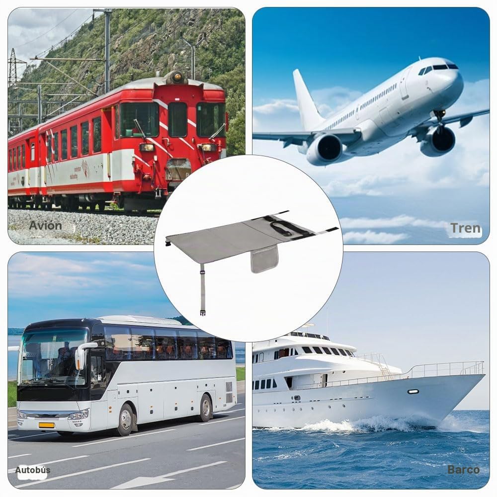 Reposapiés de Avión para Niños, Cama de Avión para Bebé, Extensión de Asiento de Avións, Cama de Viaje de Avións Portátil Plegable, Cuna Avióne Infantil, para Volar, Automóviles, Trenes (Gris)