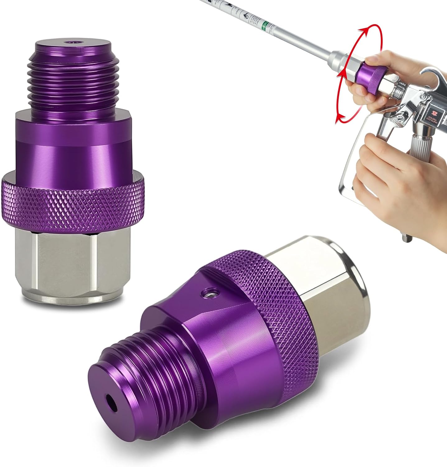 2 Pcs Airless Paint Sprayer Swivel Joint 7/8 Inch Spray Gun Connector Adjustable Rotary Paint Application Adapter