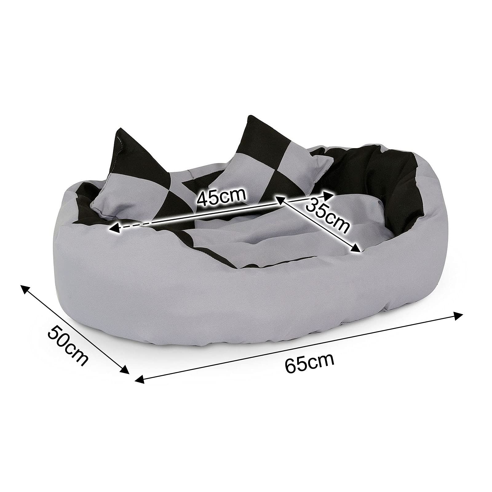 lionto 4 in 1 Lettino per Cane, (S) 65x50 cm Nero/Grigio