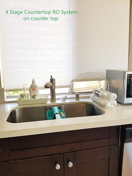 Countertop Portable Universal 5-Stage Reverse Osmosis RO Purification Water System with 100 GPD RO Membrane, DI Deionizing Mixed Bed (Close to 0 PPM) postfilter, Dual Connection. Build in USA