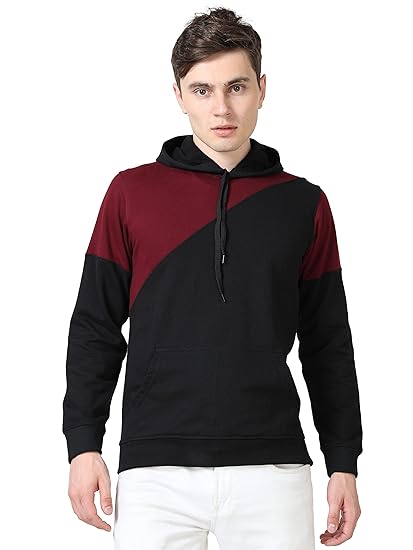 Men's Cotton Hooded Neck Color Block Full Sleeve Hoodies
