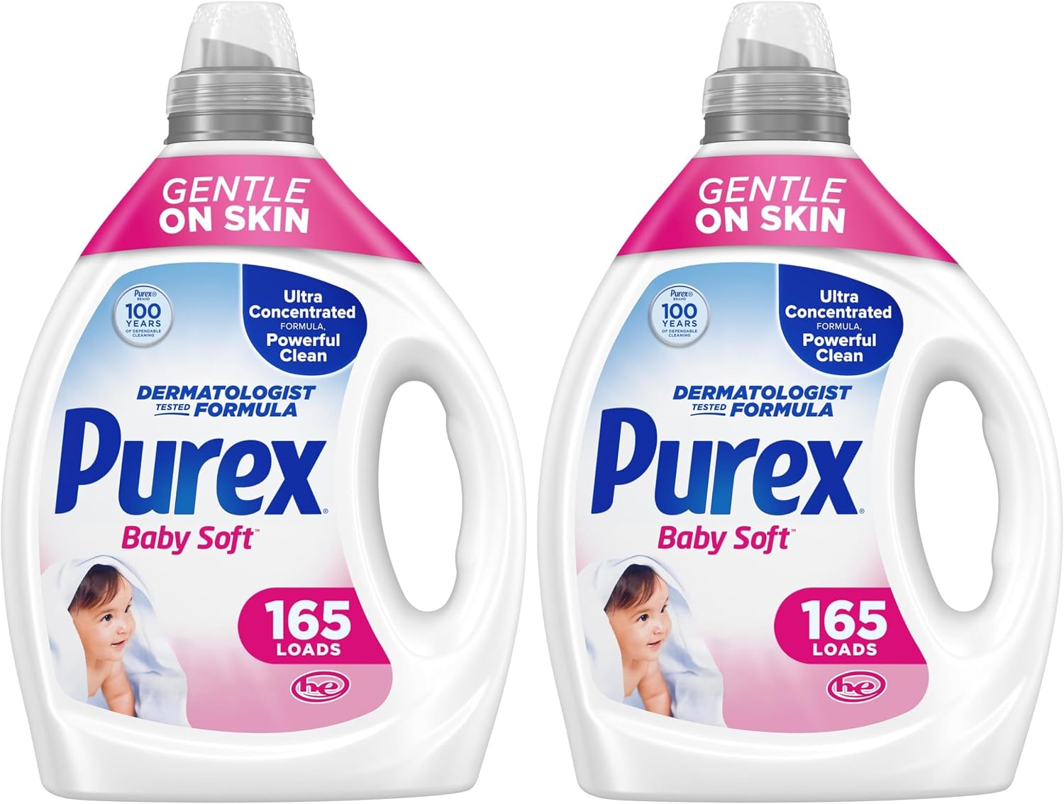 Purex Baby Laundry Detergent Liquid,Ultra Concentrated,82.5 fl oz,165 Loads,Hypoallergenic,Dye Free,Gentle on Skin,(Pack of 2)