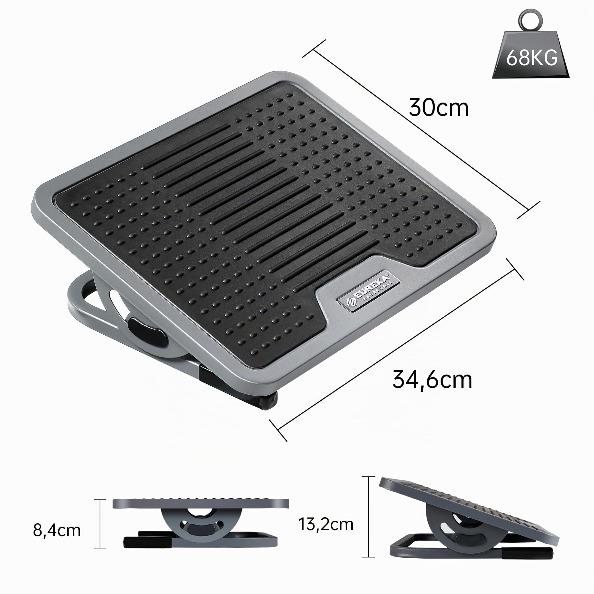 EUREKA ERGONOMIC Repose-pieds Réglable sous Bureau en Métal (Noir)