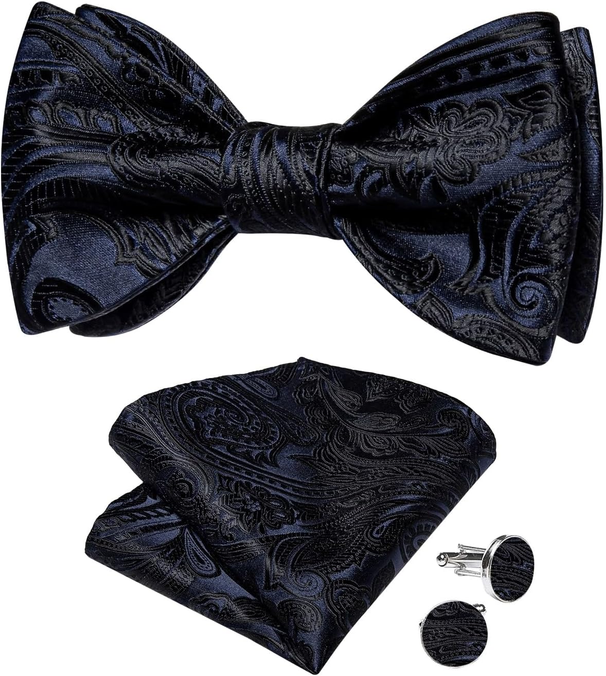 Bow Ties Pocket Square Cufflins Set Classic Bowties for Man Accessories Wedding Party Gift