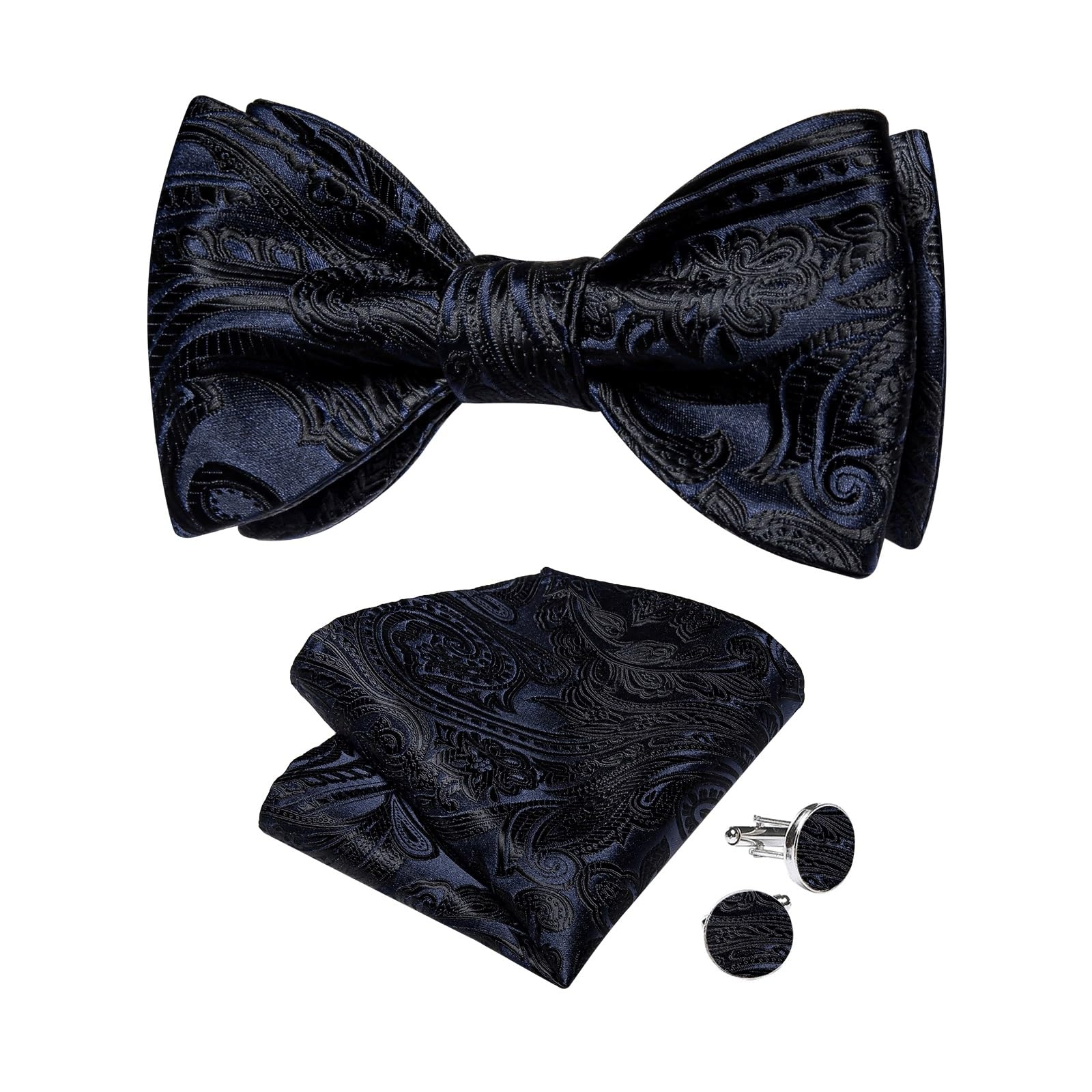 JFDBGU Bow Ties Pocket Square Cufflins Set Classic Bowties for Man Accessories Wedding Party Gift