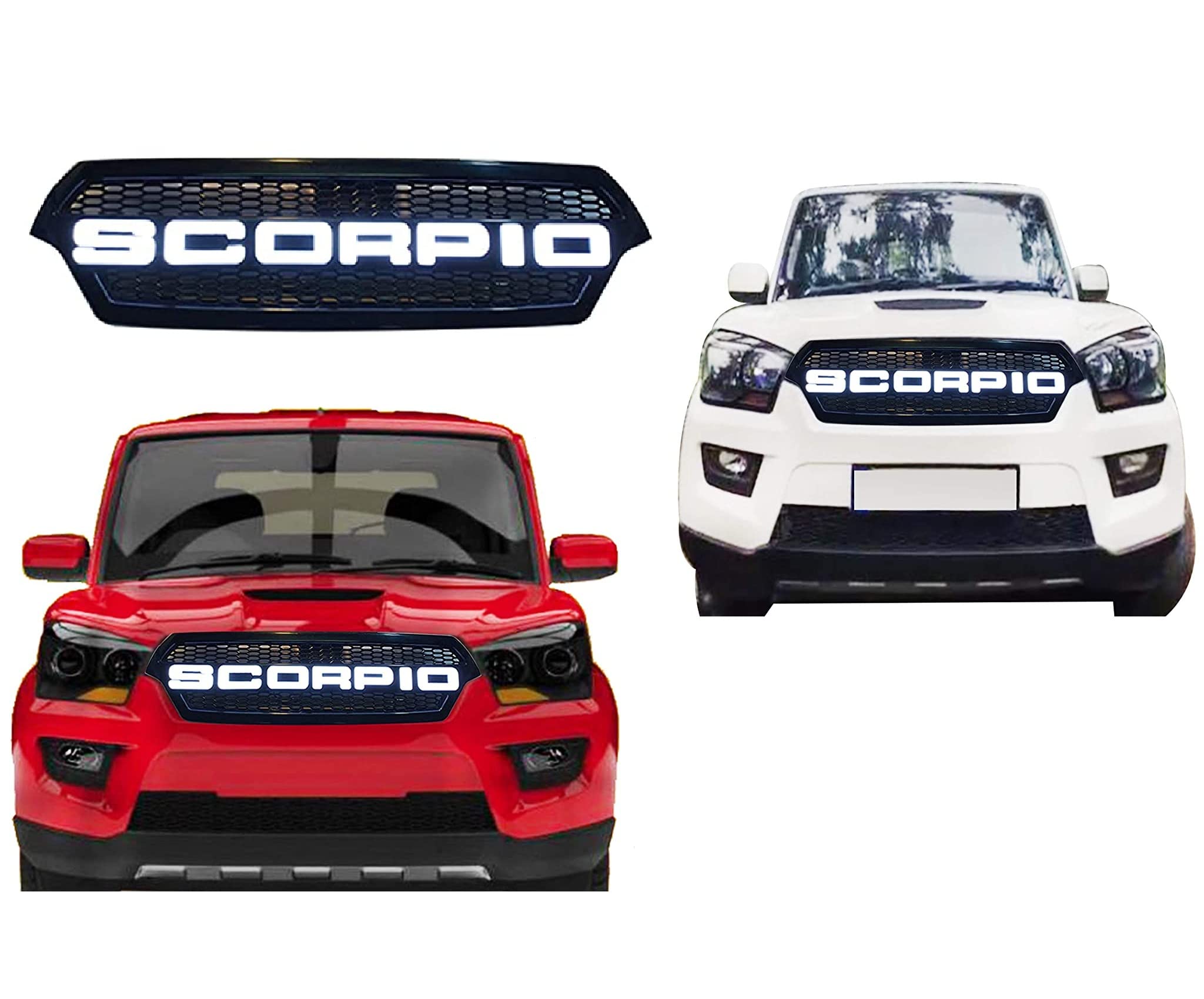 Wheelcore White Alpha Led Front Grill Suitable for Mahindra Scorpio Type 4,5 (2014-2020)