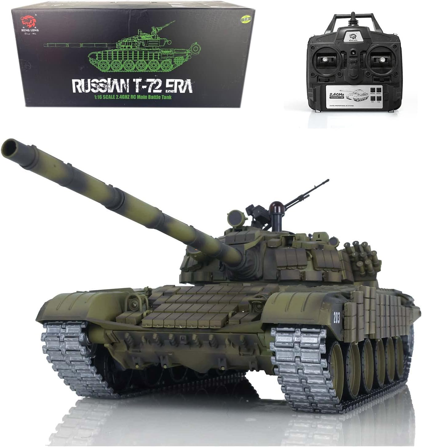 TOUCAN RC HOBBY US in Stock Upgraded Ver Henglong Rc Tank T72 New Armor 1/16 Tk-7.0 Ir Battle Bb Airsoft Shooting Smoke Metal Tracks Sprockets Gearbox Motor