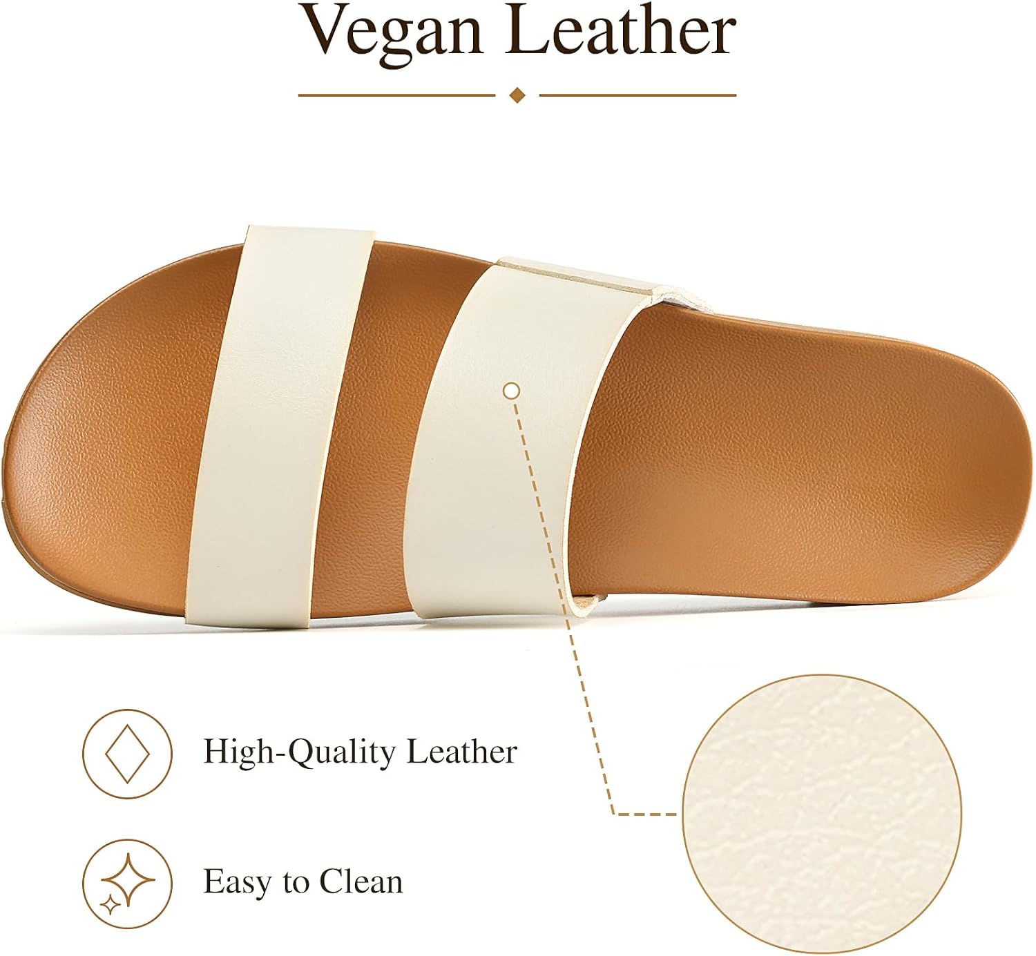 KIDMI Women's Arch Support Sandals Vegan Leather Slides image 5