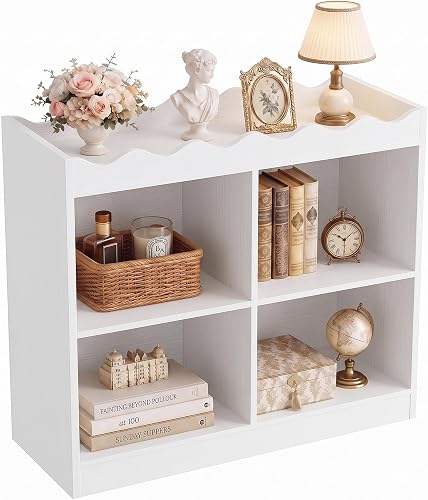 Besiost Besiost Scalloped 4 Cube Storage Organizer, 3-Tier Short Cube Bookshelf